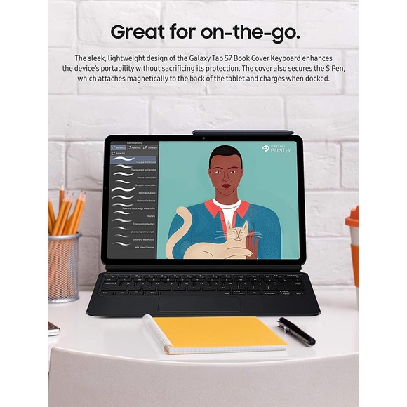 Samsung -  EF-DT870UBEGUJ Galaxy Tab S8, Tab S7 Book Cover Keyboard - Black - Picture 4 of 7